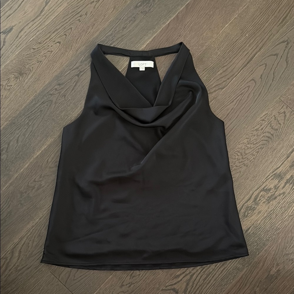 LOFT Black Asymmetrical Tank Top Sleeveless